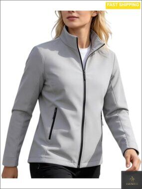 Women Fleece Lined Waterproof Soft Shell Jacket Lightweight Rain Coat